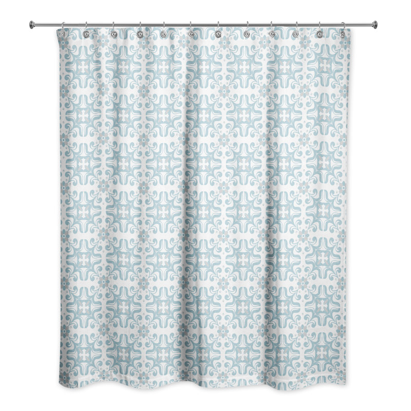 Rideau de douche Langridge, Bleu sarcelle géométrique 1