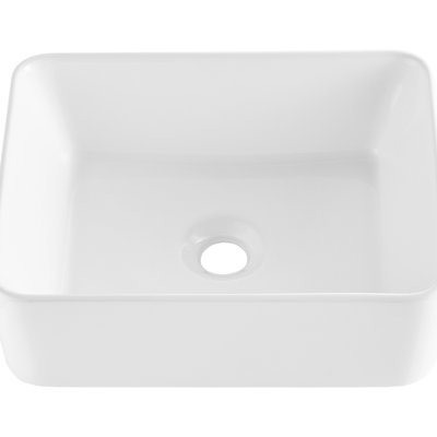 Lavabo vasque de salle de bain en céramique blanc 16 "x 12" avec surface à gratter, drain de 1 3/4 pouce et finition élégante pour salle de bain à la maison Hotel Vanity Crack Drainage efficace 5,24 pouces