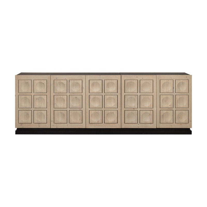 Nadir Light Wood and Black Geometric Pattern Sideboard