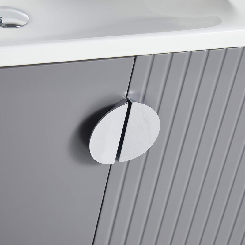 Ensemble de meuble-lavabo simple 20 po Saimah, Chrome poli, Gris roche