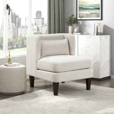 Chaise d'appoint moderne et contemporaine de 27,5 po Elodie avec revêtement en velours côtelé, coussin de siège réversible, ressorts ensachés en mousse haute densité