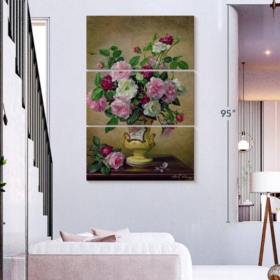 Harnek Roses And Dahlias In A Ceramic Vase