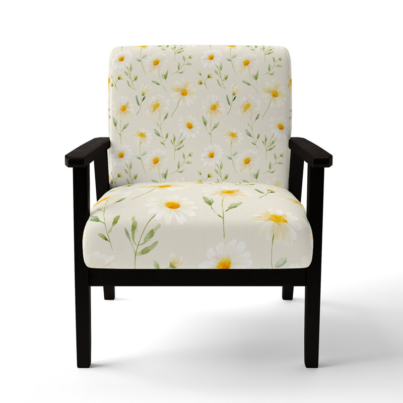 Chaise d'appoint floral Floral, Accoudoirs carrés noirs