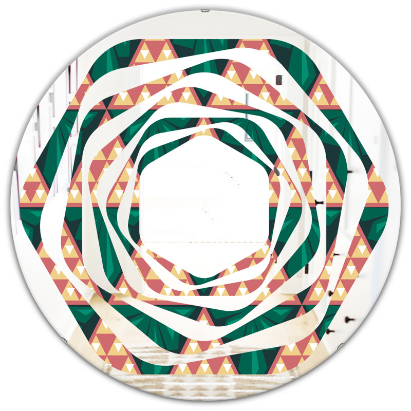 Miroir mural whirl abstract géométrique rétro et sans cadre, 31,5 po x 31,5 po