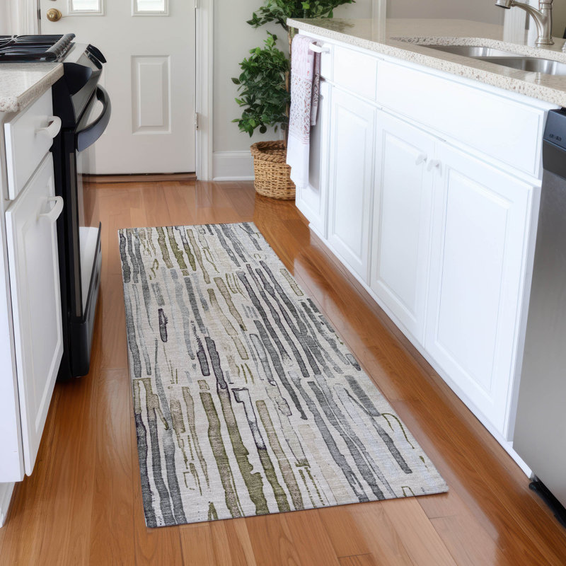 Tapis à rayures Mehara AMF1684 lavable à la machine de qualité supérieure, Tapis de couloir 2 pi 3 po x 7 pi 6 po