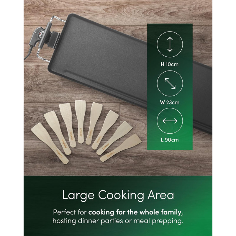 Emperial Teppanyaki Grill XXL 2000W - Electric Grill Non-Stick Plate, Adjustable Temperature, Drip Tray & 8 Spatulas - 90x23x10cm