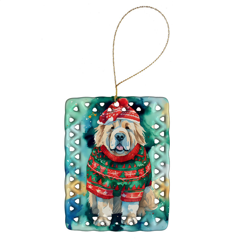 Ornement de Noël en porcelaine tibétain Mastiff, Mastiff tibétain 3668