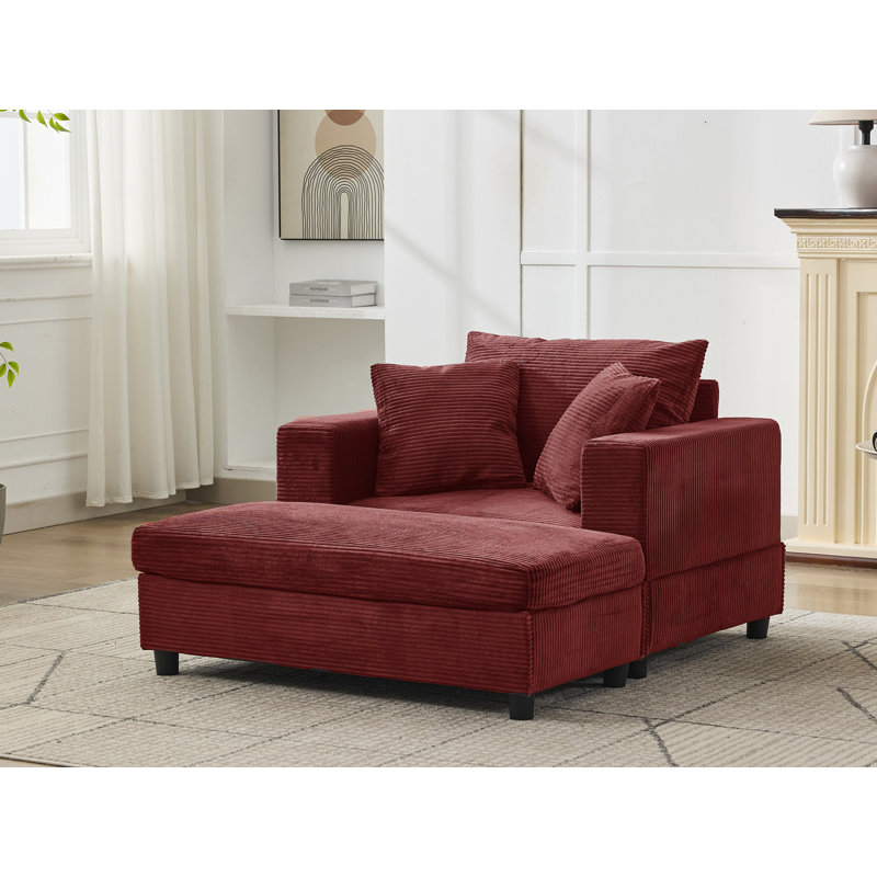 Méridienne surdimensionnée en velours côtelé moelleux, Rouge