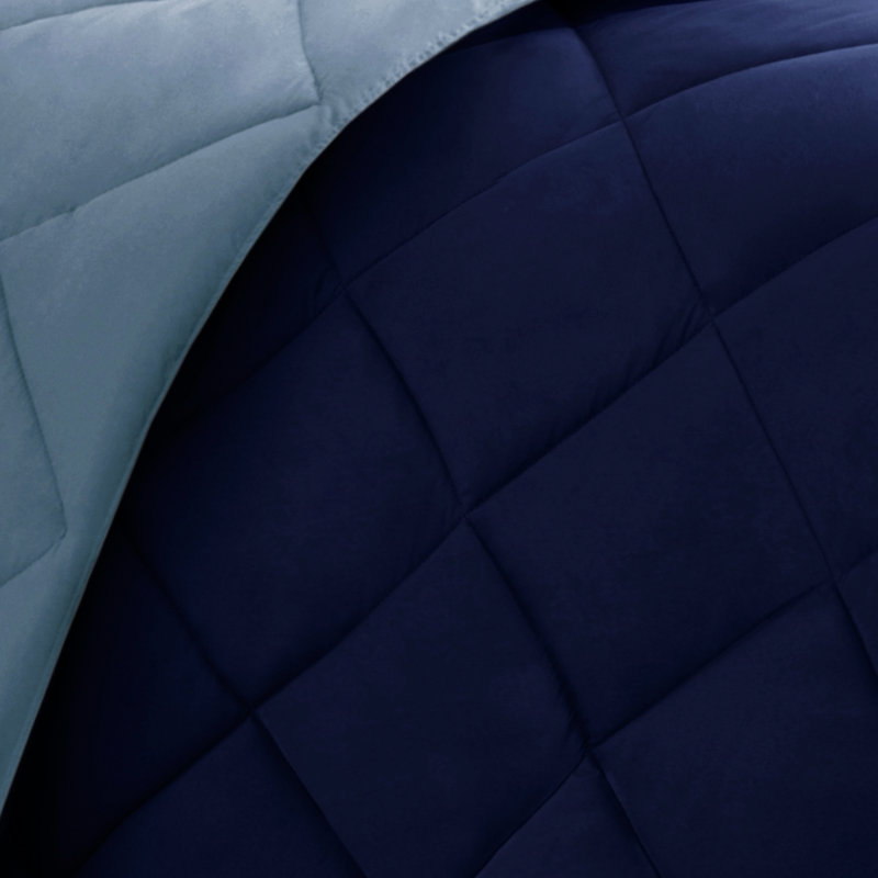 Édredon pour lit simple / très grand 3M avec garniture lavable à la machine, Bleu marine/clair