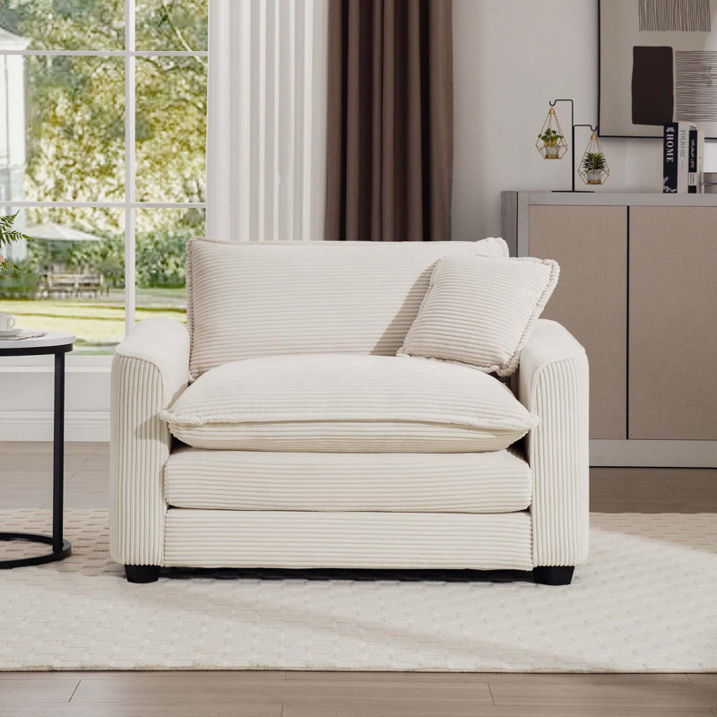 Fauteuil d'appoint simple en velours côtelé, Beige