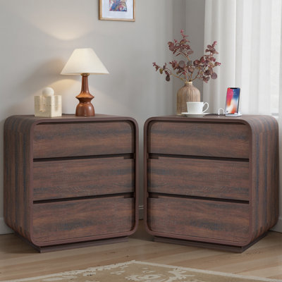 3-Piece Walnut Curved Kentlyn With Charging Station