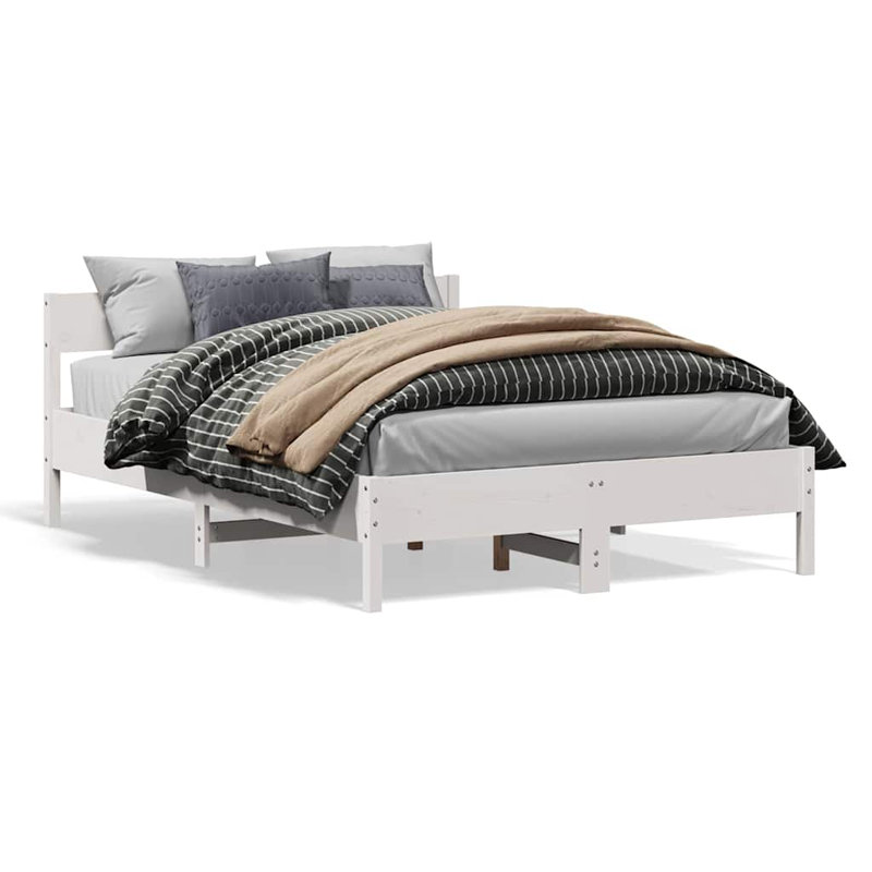 Anthoine Solid Wood Bed, White, European Kingsize (160 x 200cm)