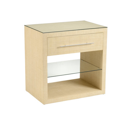 Coastal 30'' W Iron, Glass, Solid Wood Nightstand