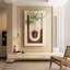 Décoration murale réglable en grès à 3 couleurs avec plantes vertes simulées - sculpture d'art 3D, vase en verre et statue de lapin, bandes lumineuses télécommandées pour le salon, la chambre à coucher, le couloir