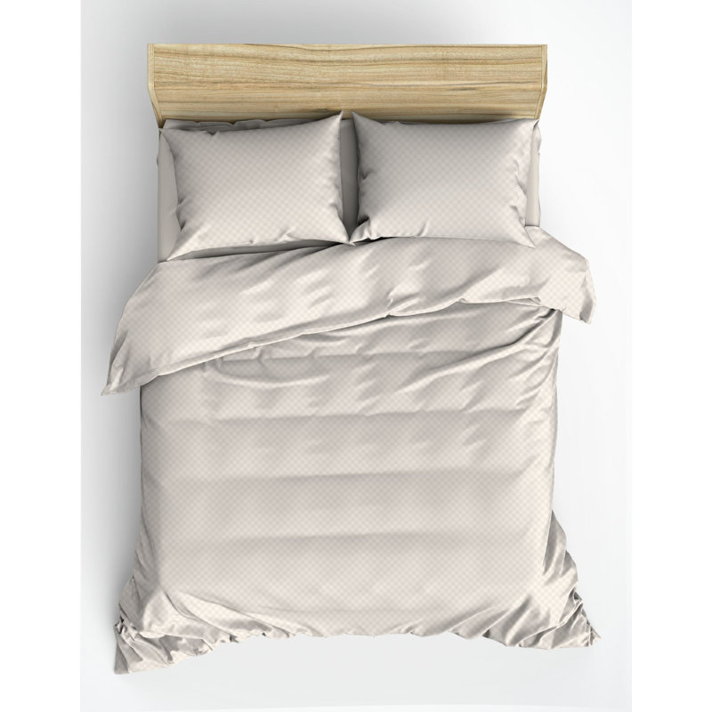 100% Cotton Ranforce Quilt Cover Set, Cream Color | Duvet Cover 78.7 x 78.7 inches, 2 Pillowcases 31.5 x 31.5 inches | Reactive Printing, Machine Washable, Button & Envelope Closure | Soft & Durable Bedding