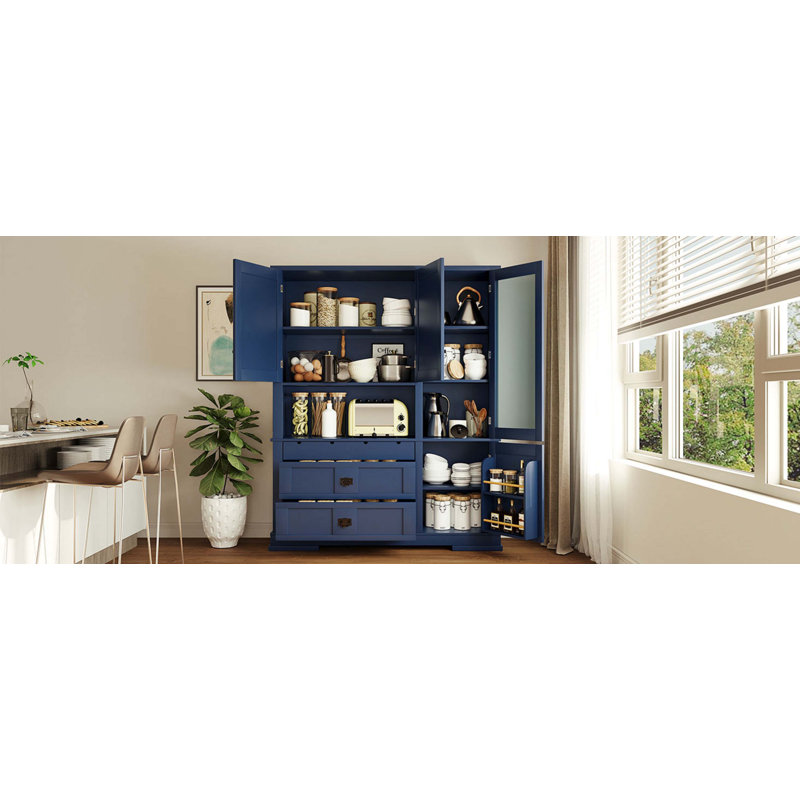 Buffet autoportant avec huche 63,3 x 17,8 x 78,3 po Traditional, Bleu