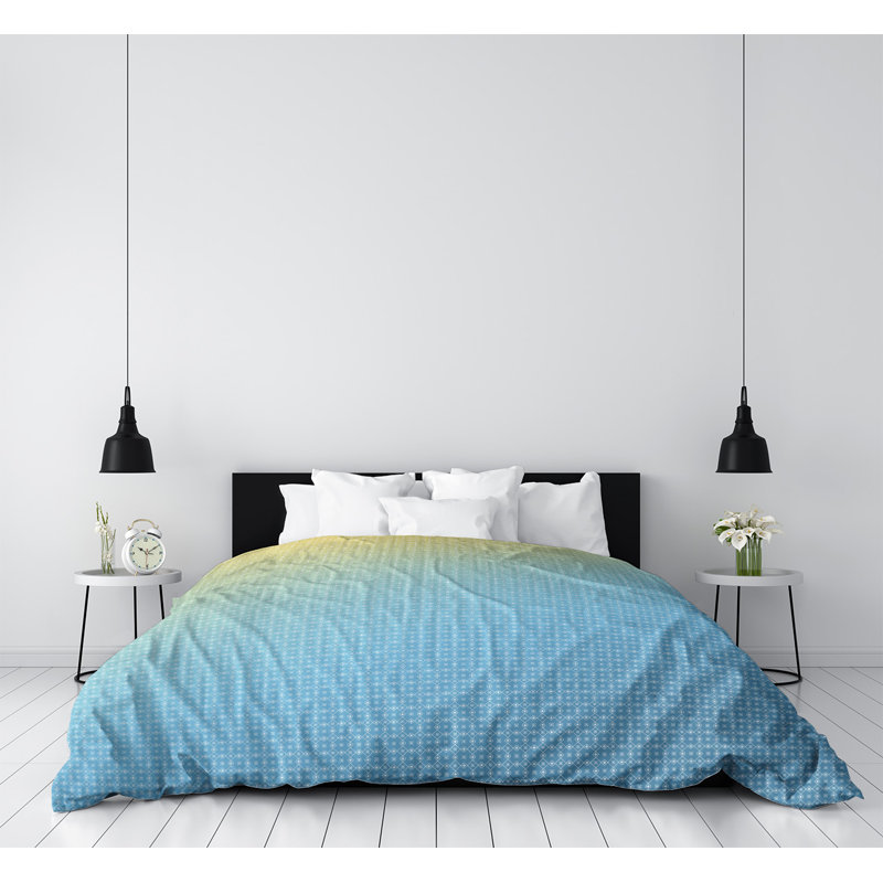 Housse de couette simple Katelyn Elizabeth, Housse de couette pour grand lit, Bleu / Jaune, Microfibre