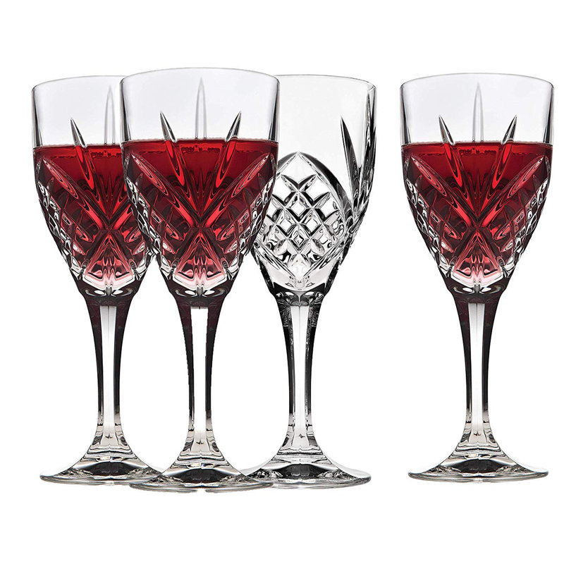 Clear Crystal Cut Classic Wine Glass Set of Four