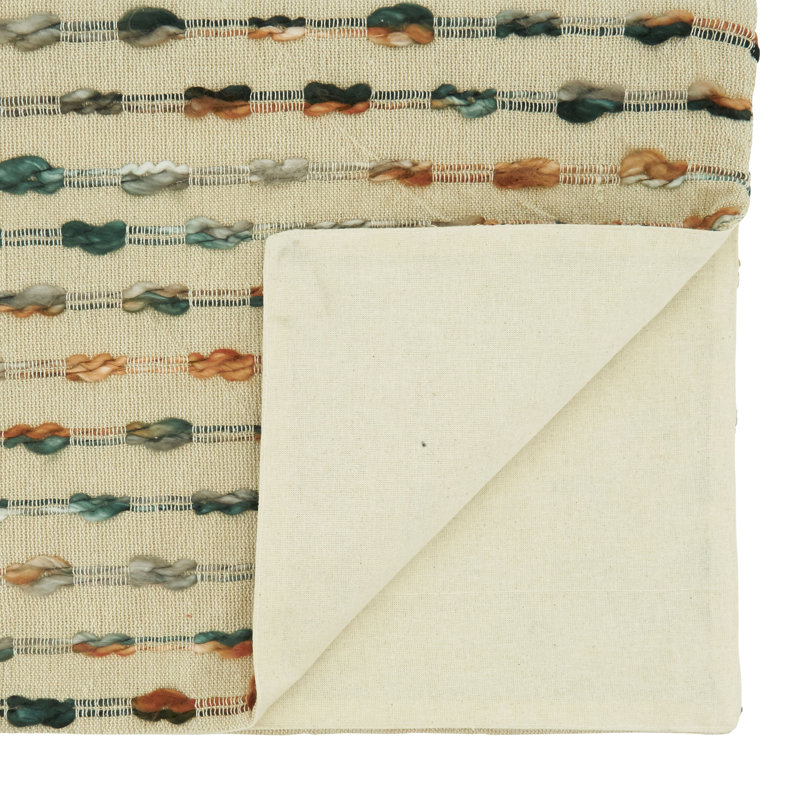 Multicolor Woven Cotton Table Runner with Striped Design