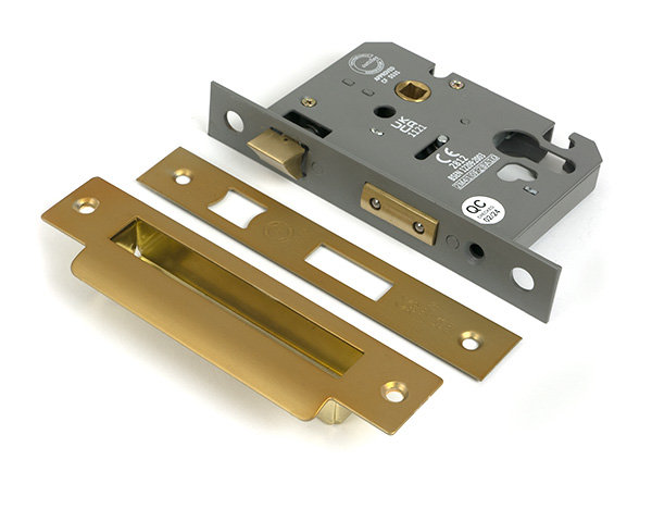 Polished Bronze 3" Euro Profile Sash Lock, Polished Chrome