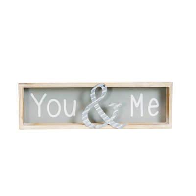 VIP Wood 16 in. Gray You & Me Sign