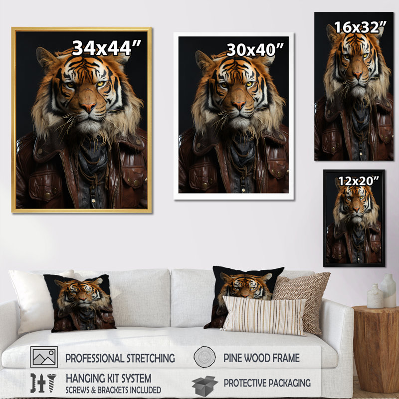 «Stylish Tiger I», reproduction sur toile, H 32 po x l 24 po x P 1 po, Toile tendue
