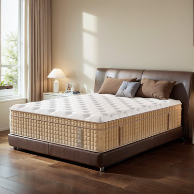 Matelas hybride moyen de 14 pouces avec plateau euro, mousse viscoélastique imprégnée de gel, isolement de mouvement, ressorts ensachés individuellement