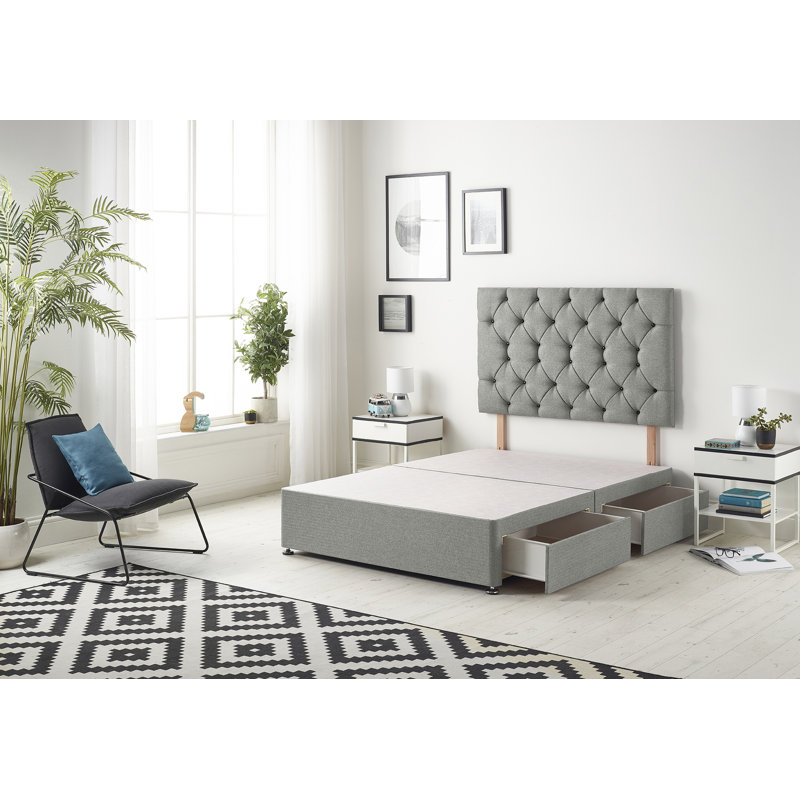 Copple Divan Bed Base, Kingsize (5'), 2 Drawers, Grey