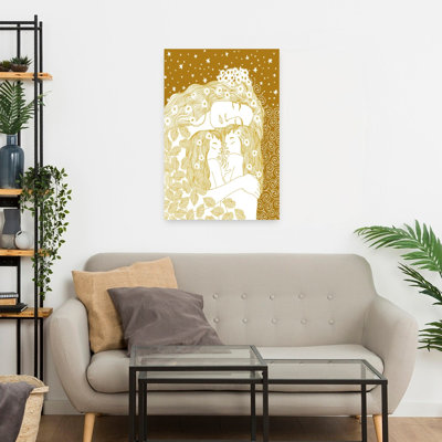 Mother And Girls Abstract Contemporary Wall Art Print 1 Piece Wrapped Canvas Wall Art