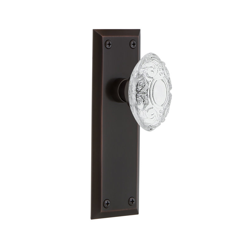 New York Plate with Crystal Victorian Knob, 2-3/8”, Timeless Bronze