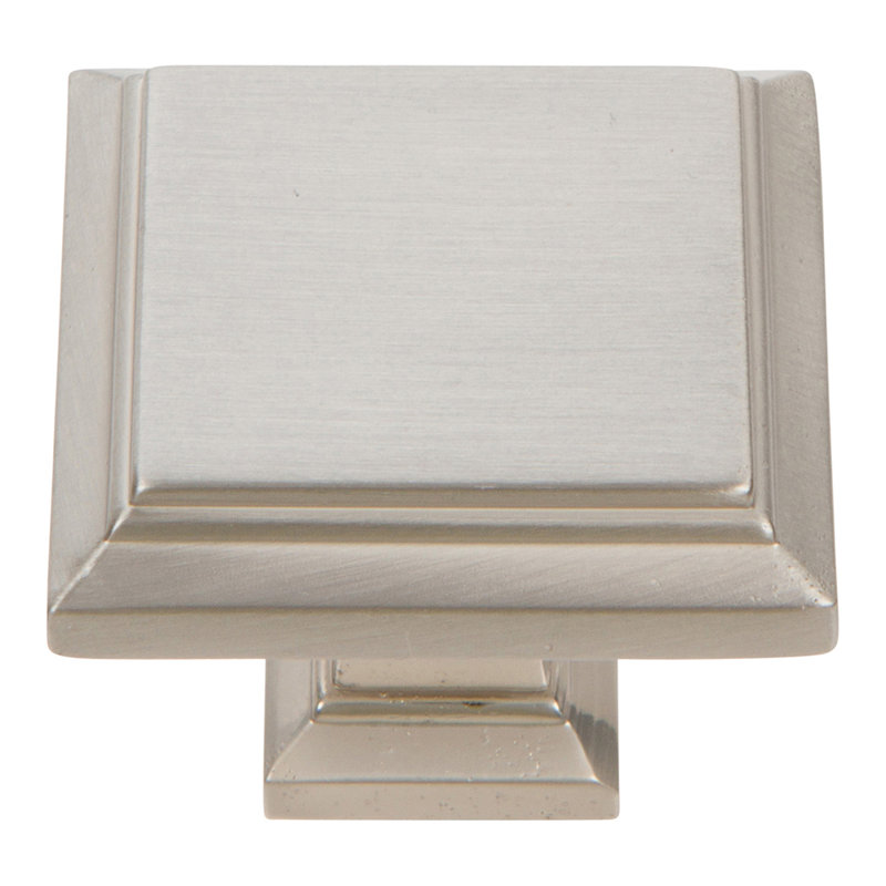 Brushed Nickel Square Knob with Mounting Hardware