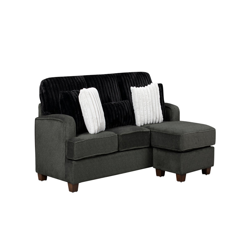 Coussins réversibles Modern, Velours côtelé gris foncé