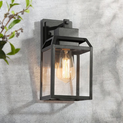 1- Light Matte Black Lantern Outdoor Wall Sconce