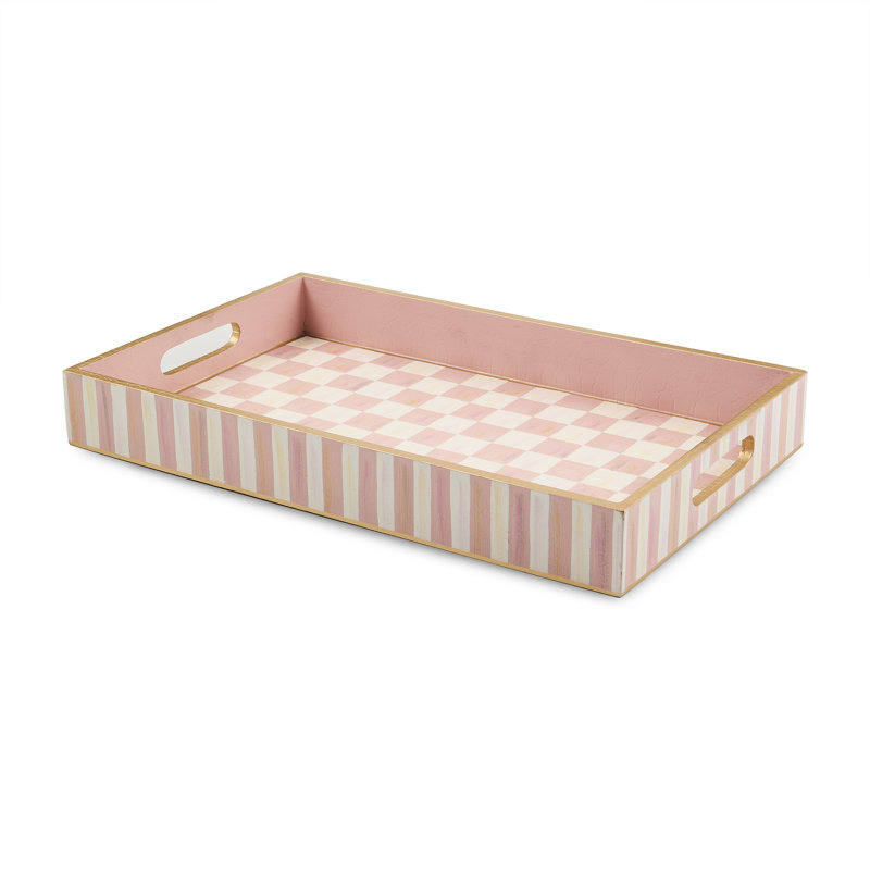 Courtly Check Serving Tray, 2" H x 16" W x 10" D, Pink