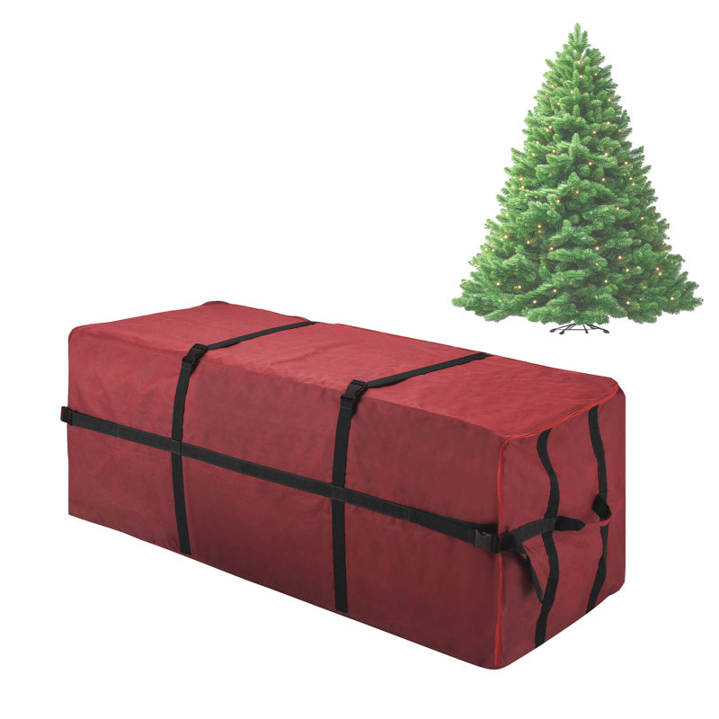 Sac de rangement pour arbre de Noël - Contenant en toile avec fermeture à glissière et sangles de fixation pour arbres artificiels allant jusqu'à 9 pieds