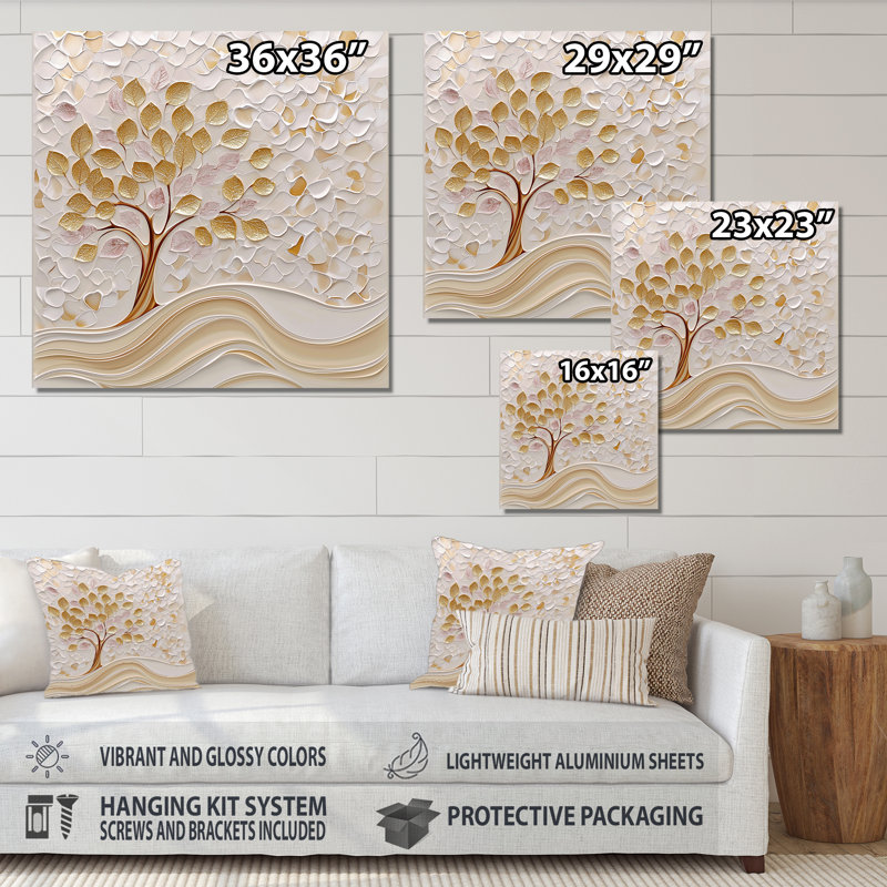 Golden Glow Colorful Beech Tree II - Landscapes Metal Decor, Tree Metal Print, 29" H x 29" W x 0.84" D