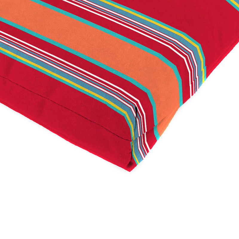 22" x 44" Outdoor Chair Cushion with Ties and Loop, Red/Orange Striped