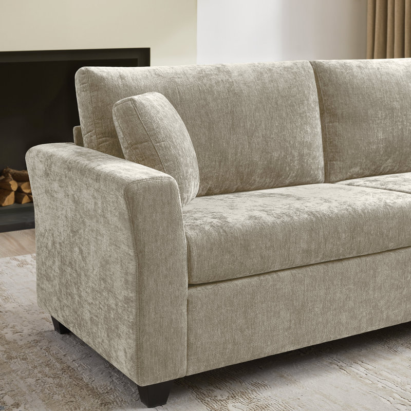 84.65'' Modern Upholstered Sofa, 33.86" H x 84.65" W x 31.5" D, Camel