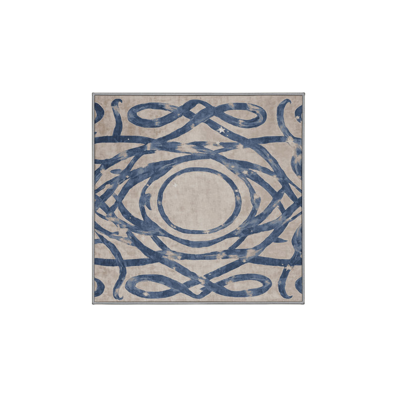 Machine Washable Gray Area Rug, Square 3'