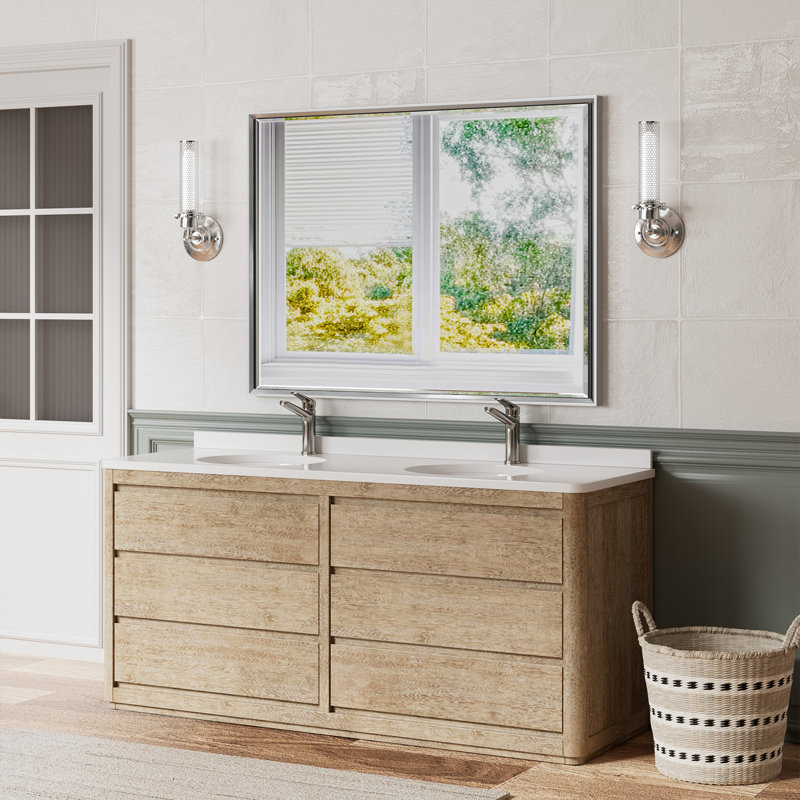 Miroir de salle de bain Lohoski, Argent argent, 30 po x 40 po