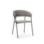 Ensemble de deux fauteuils de salle à manger à dossier ouvert en tissu gris et noir
