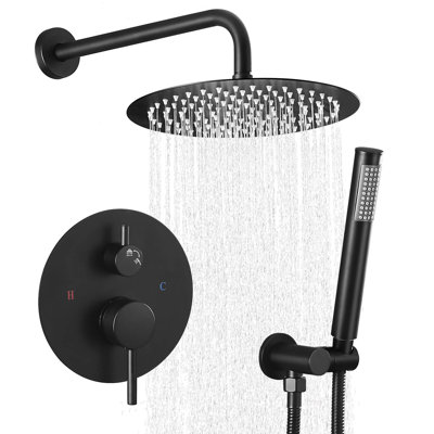 Système de douche rond moderne, pomme de douche à pluie avec douchette, ensemble de robinet de douche