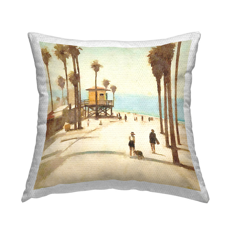 Coussin d'extérieur imprimé End Of Road Beach par Noah Bay