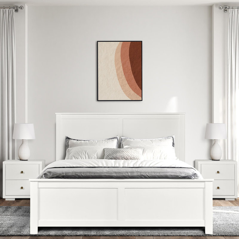 Winston Platform Bed with Paneled Headboard and Footboard, King, White