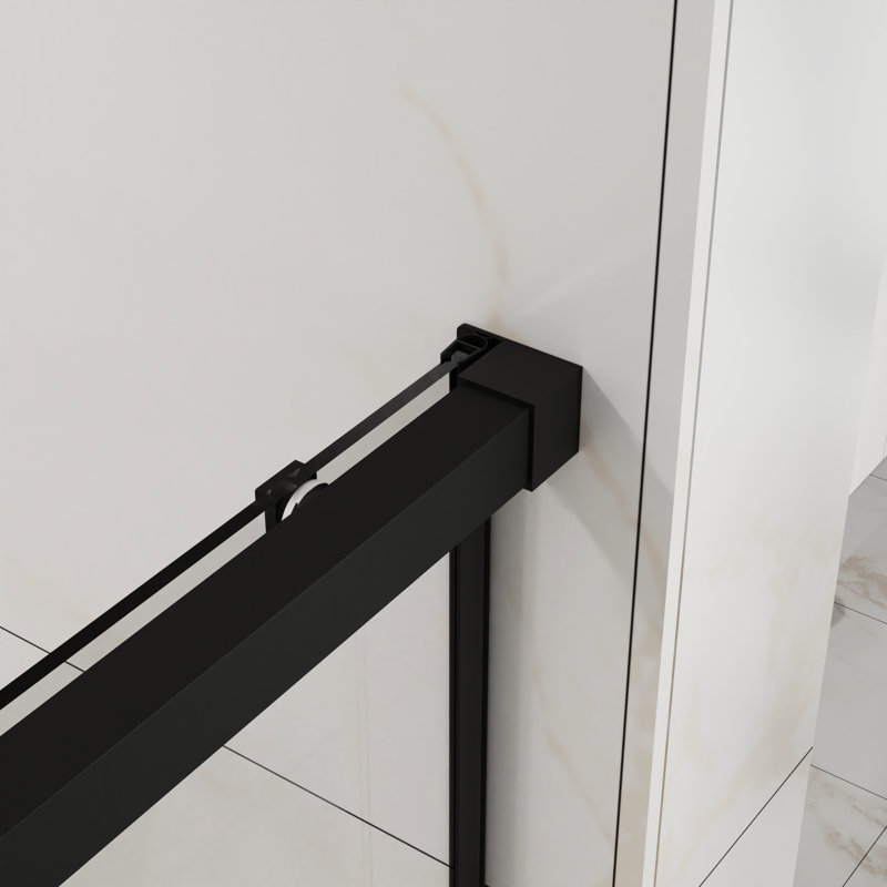 Bathroom Sliding Shower Door, 1/4" (6mm) Tempered Glass, Adjustable Width 56" - 60", Splash Proof, Stainless Steel Rollers, Matte Black 60" Adjustable，semi ，sliding Bathtub Door，6mm Clear