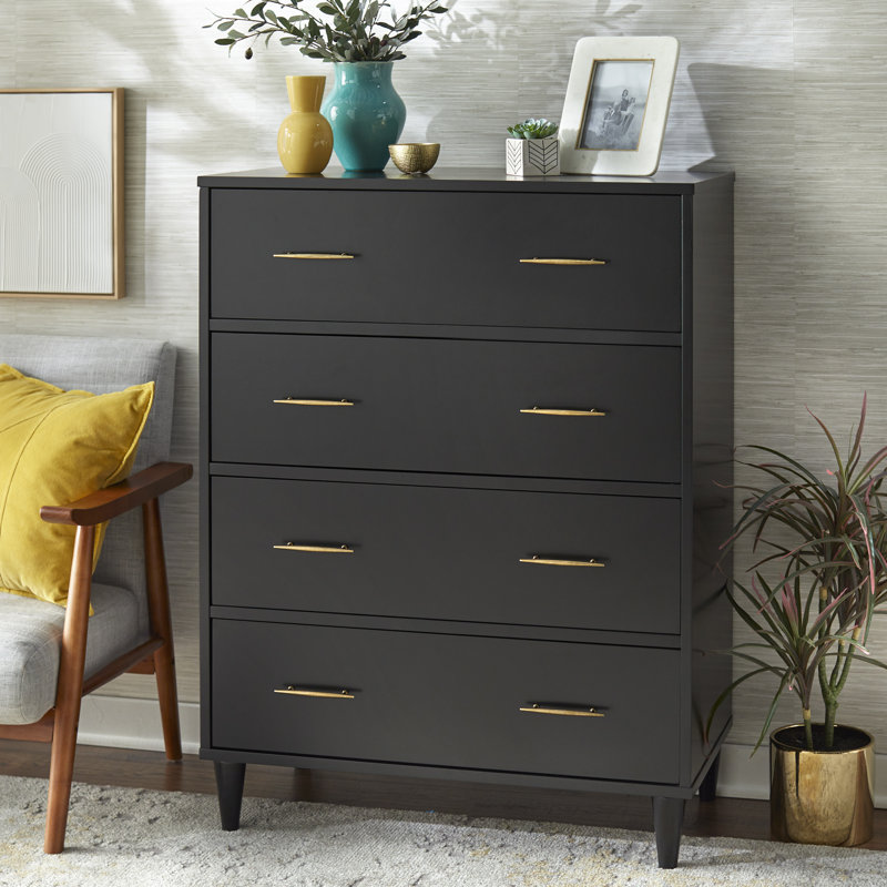 Commode 4 tiroirs Afrida, Noir