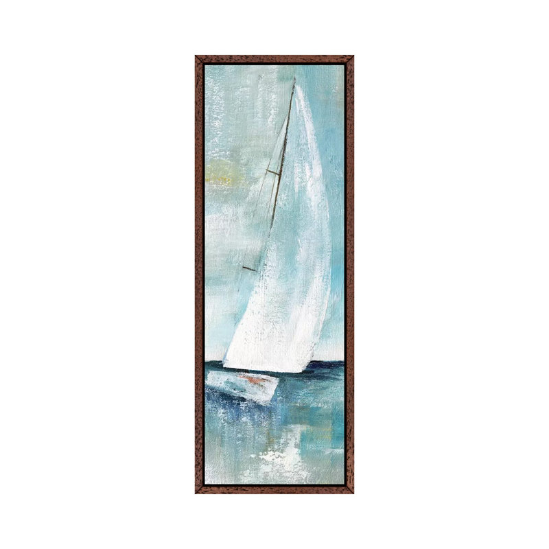 Simply Sailing I by Nan - Panoramic Painting on Canvas, 121.92 cm H x 40.64 cm W, Classic Brown Wood Framed