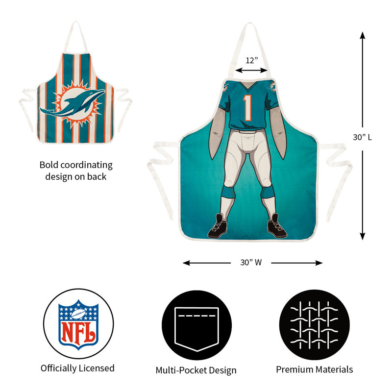NFL Double Side Grilling Apron, Miami Dolphins