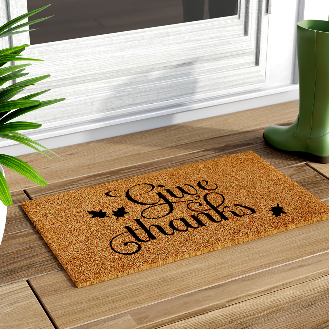 Ayvian Give Thanks Non-Slip Outdoor Door Mat The Holiday Aisle® Mat