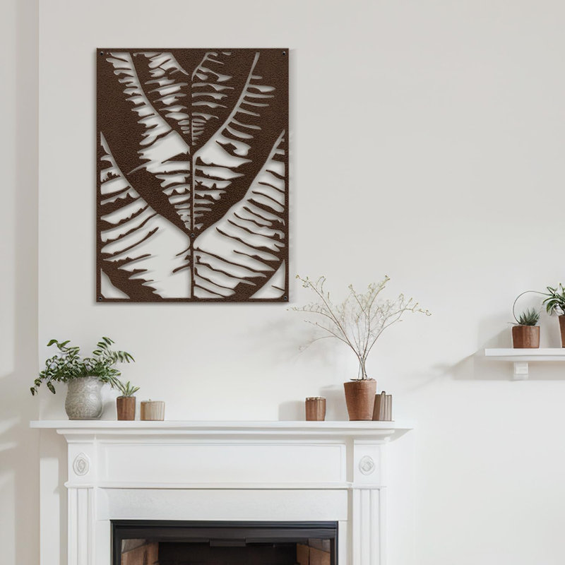 Décoration murale en métal à motif abstrait minimaliste moderne, H 36 po x l 26,67 po x P 0,05 po, Brun